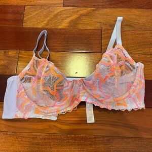 Savage X Fenty Mesh Star Purple and Orange Bra with Star Charm